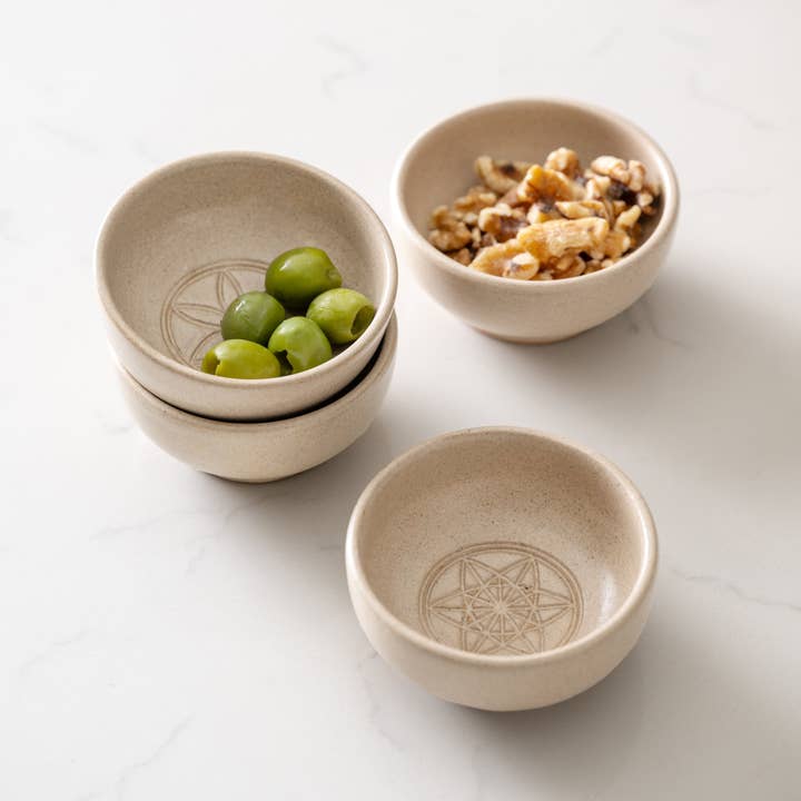 Tan Ceramic Equilibrium of Life Bowl (3.5&quot; D)