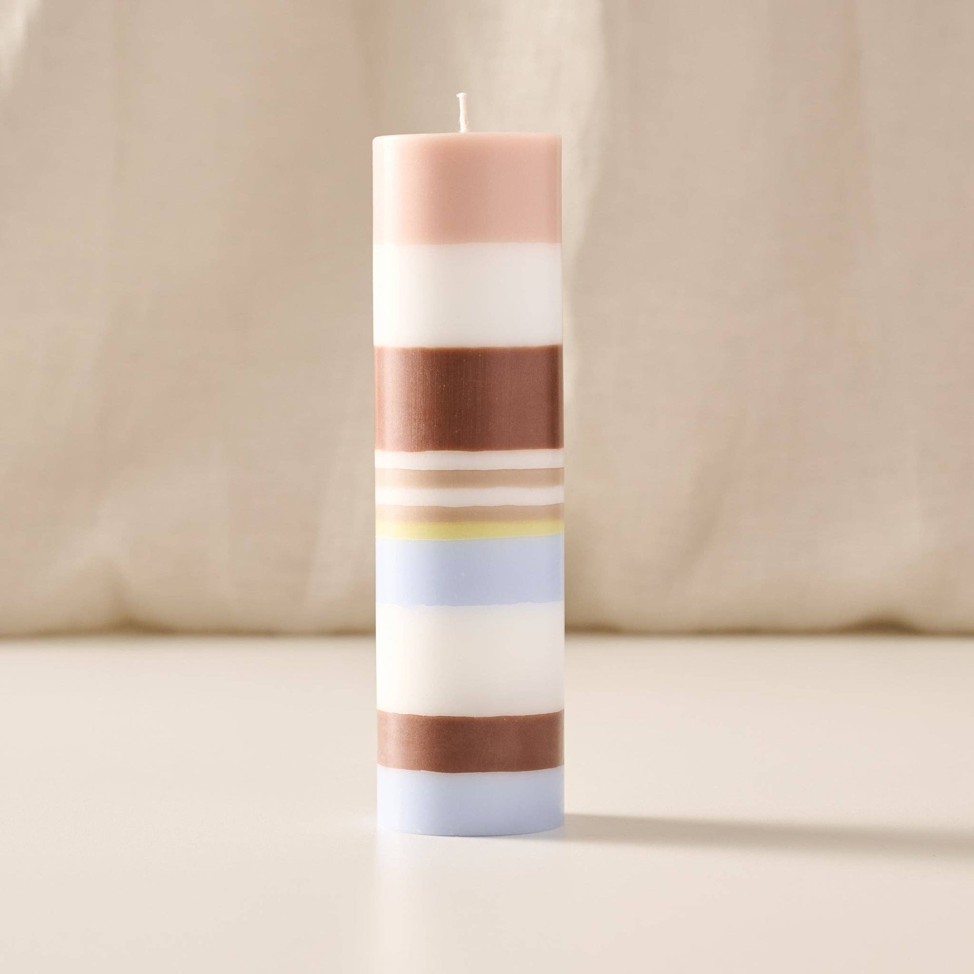 Natural Striped Medium Palm Wax Pillar Candle