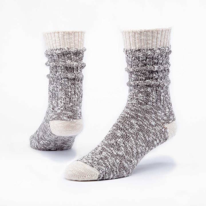 Heathered Ragg Organic Cotton Socks - Chestnut