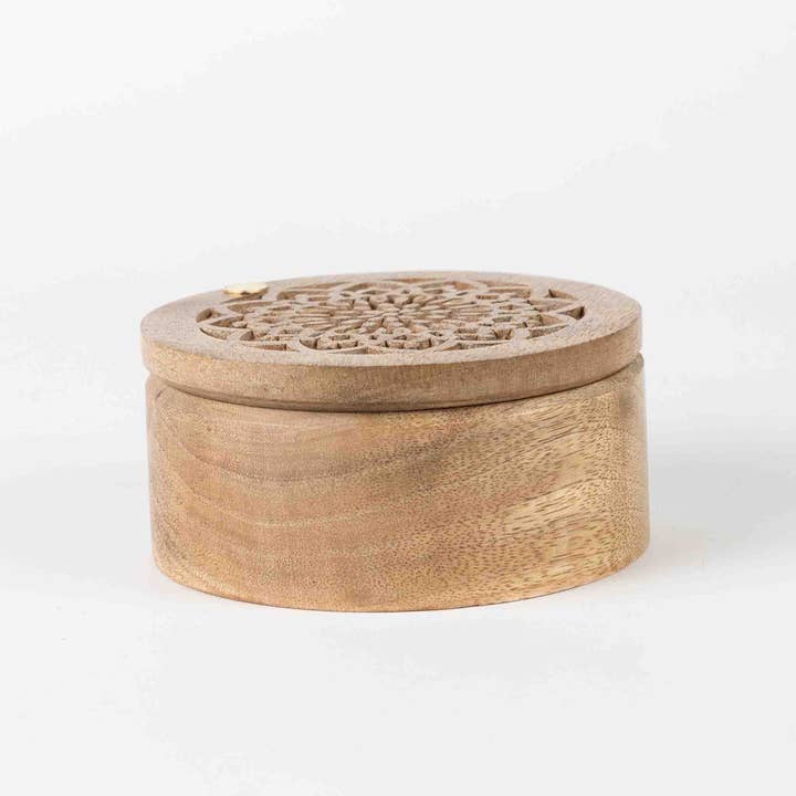 Mango Wood Mandala Lined Box (4.75&quot; D)