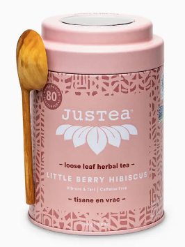 Organic Little Berry Hibiscus Tea - Tin with Hand-Carved Spoon