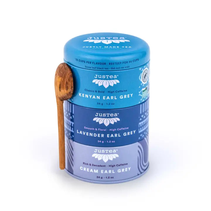 Organic Earl Grey Tea Trio - Tin with Hand-Carved Spoon