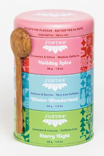 Organic Holiday Tea Trio - Tin with Hand-Carved Spoon