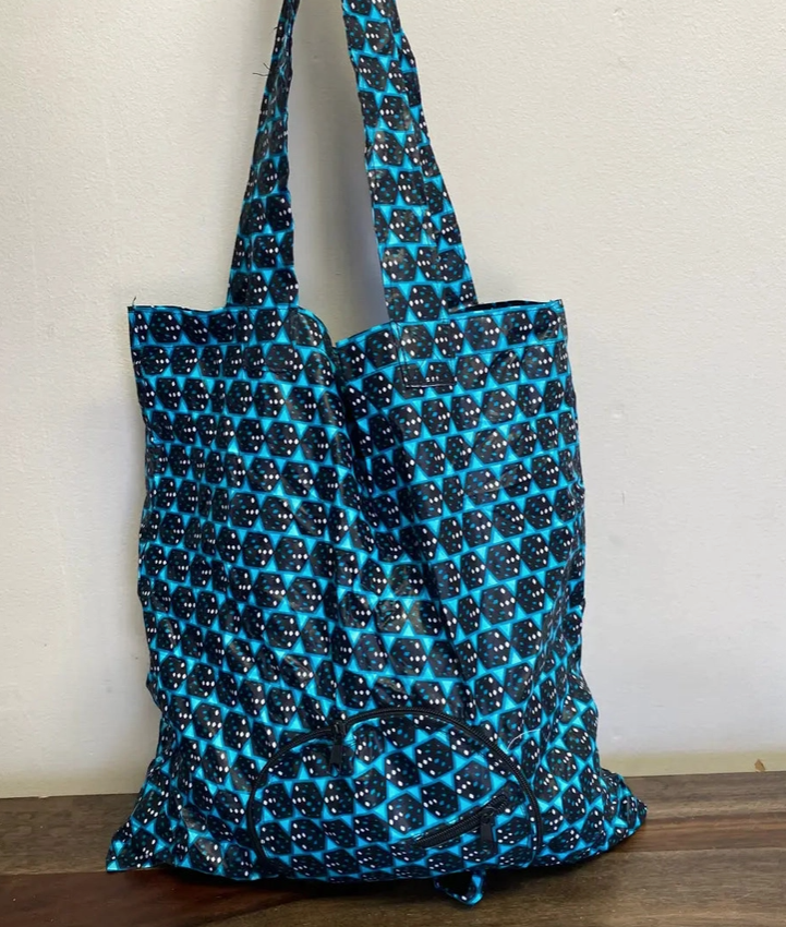 Kitenge Fabric Fold-up Tote Bag in Pouch - Assorted