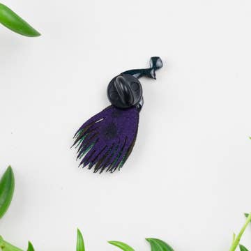 Gourd/Fabric/Crystal Peacock Pin (2.5&quot; L), XS