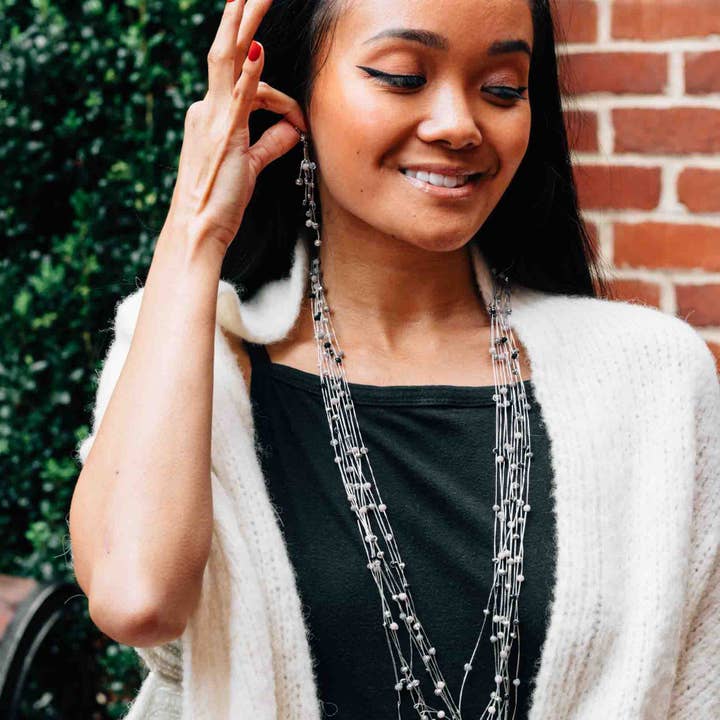 Airy Multi-Thread Glass Necklace (34&quot; L)