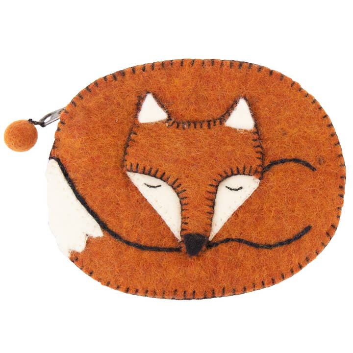 Sleeping Fox Felt Coin Purse