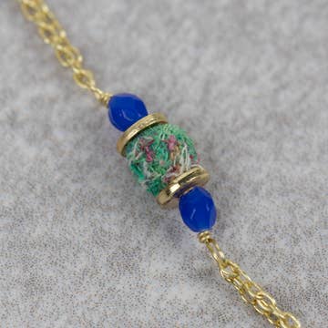 Recycled Sari &amp; Glass Bead Necklace (43&quot; L)