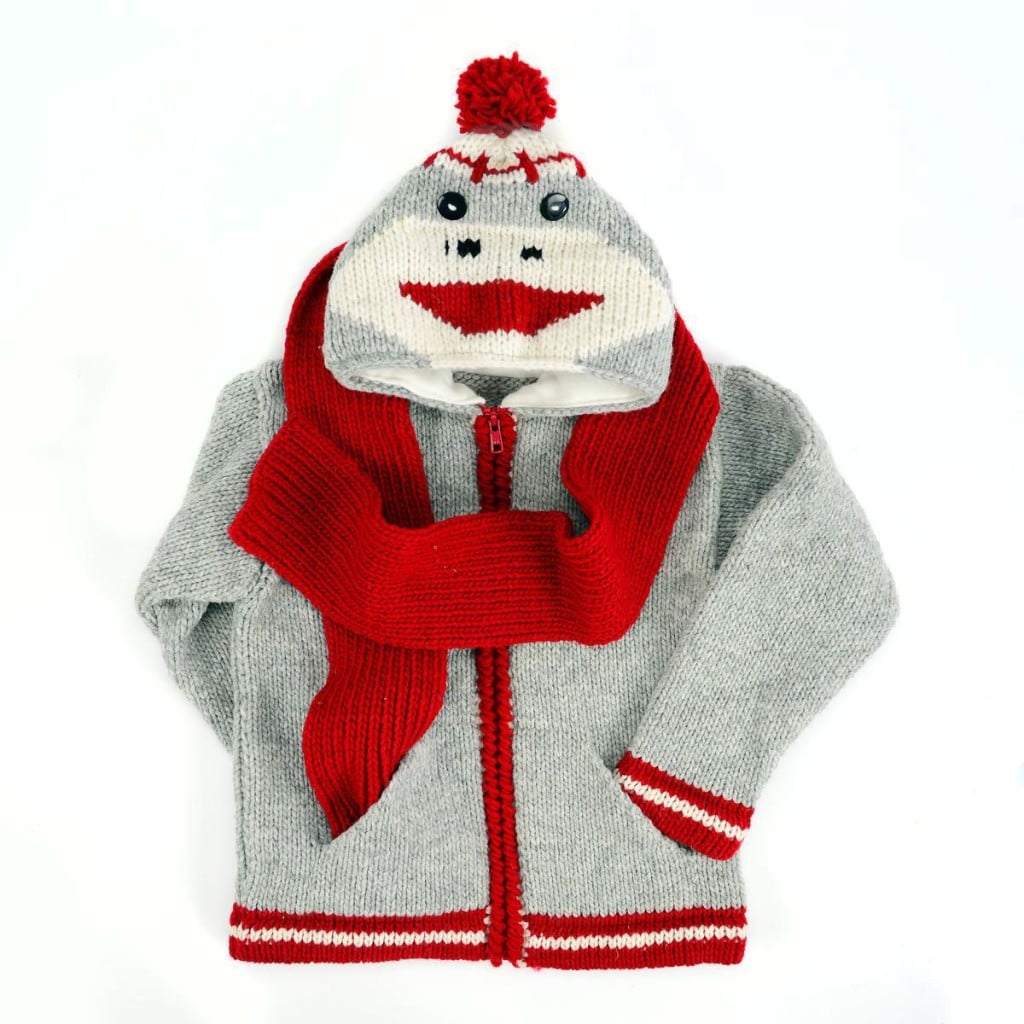 Sock Monkey Knit Wool Kids Sweater - Assorted Size