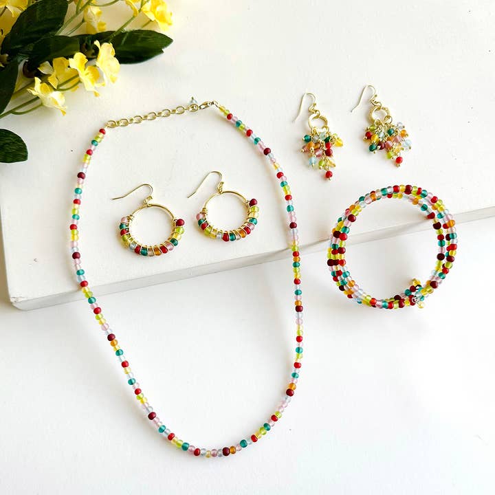 Kaleidoscope Glass Hoop Earrings