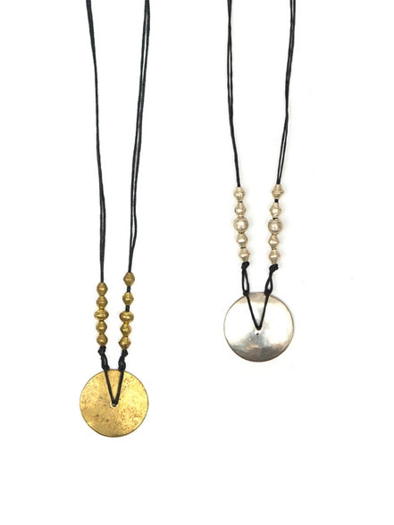 Brass Disc &amp; Bullet Casing Bead Necklace