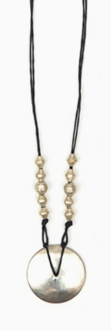 Silver-Plated Disc & Bullet Casing Bead Necklace