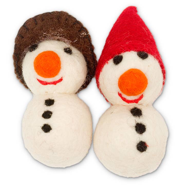 Snowpeople Wool Cat Toy - Pack of 2
