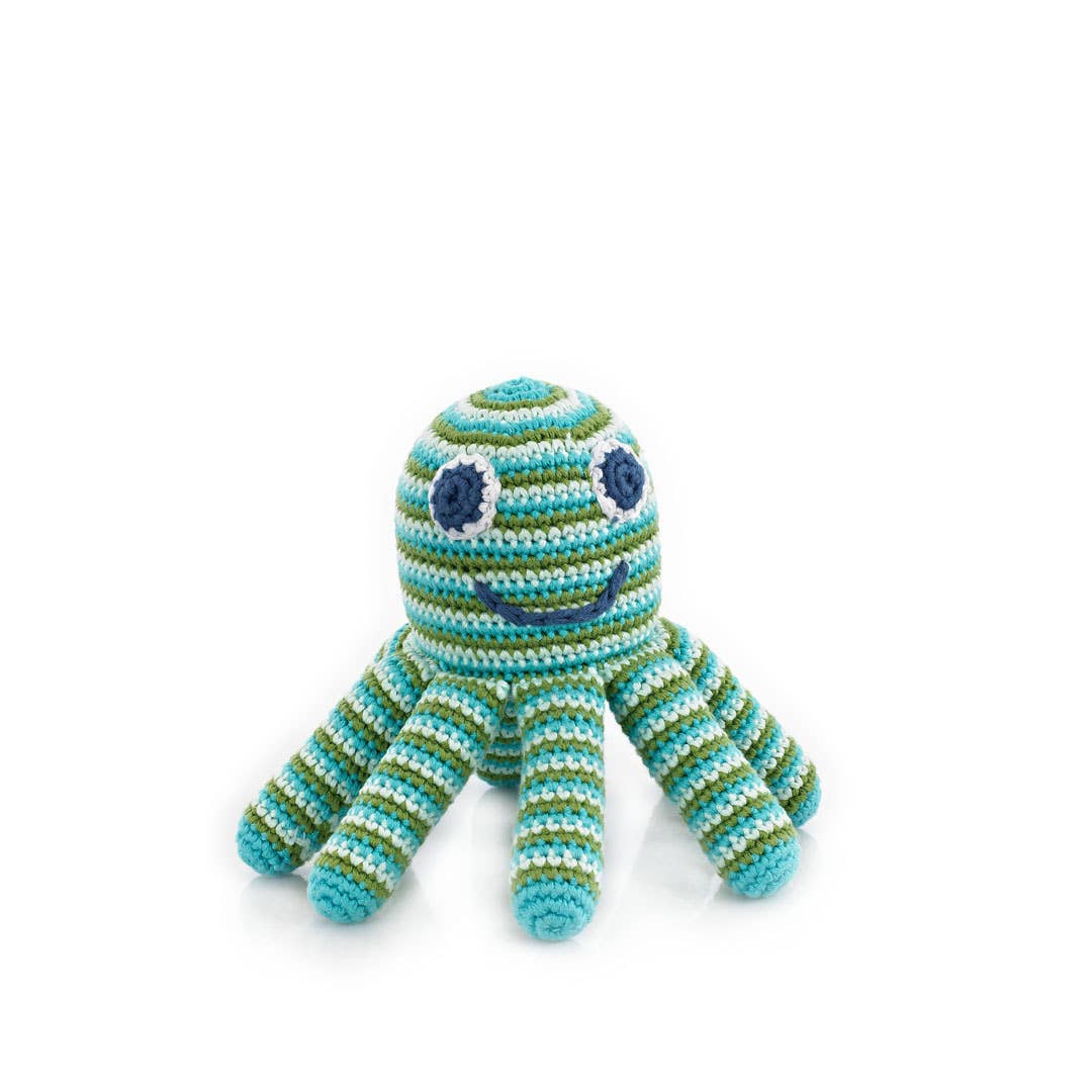 Green Octopus Crochet Cotton Rattle