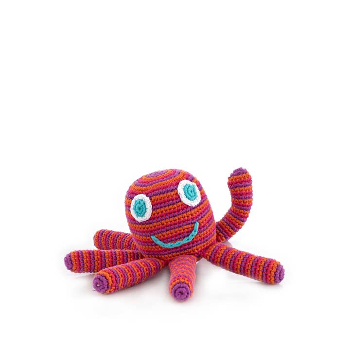 Pink Octopus Crochet Cotton Rattle