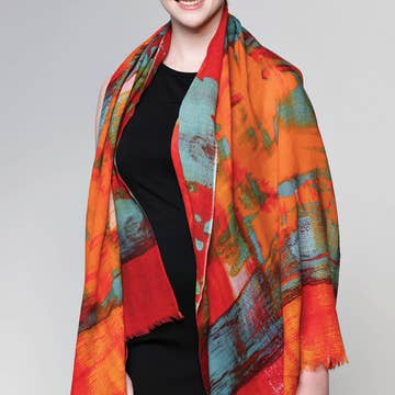 Red Multi Sakshi Fine Wool Shawl