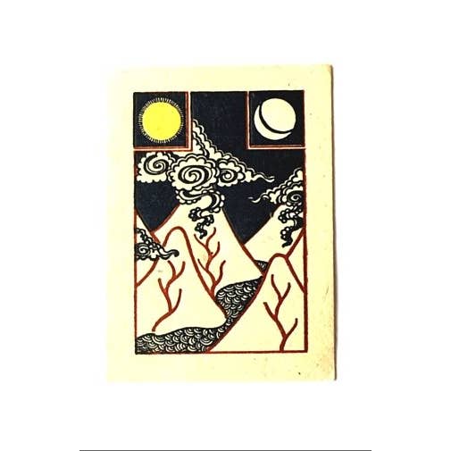 Tibetan Mountain Scene Handmade Tree-Free Paper Card