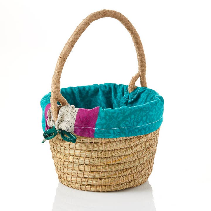 Kaisa Grass Mini Handled Chindi Basket (8.5&quot; D x 6.5&quot; H)