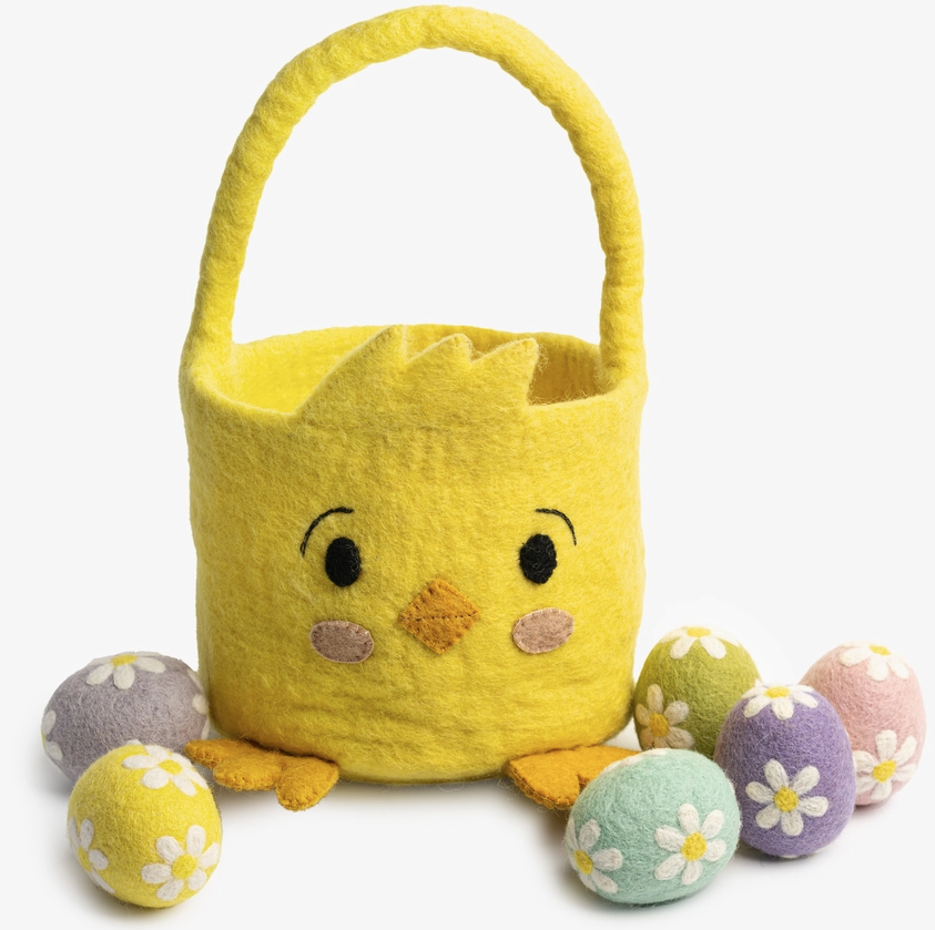 Yellow Chick Felt Basket