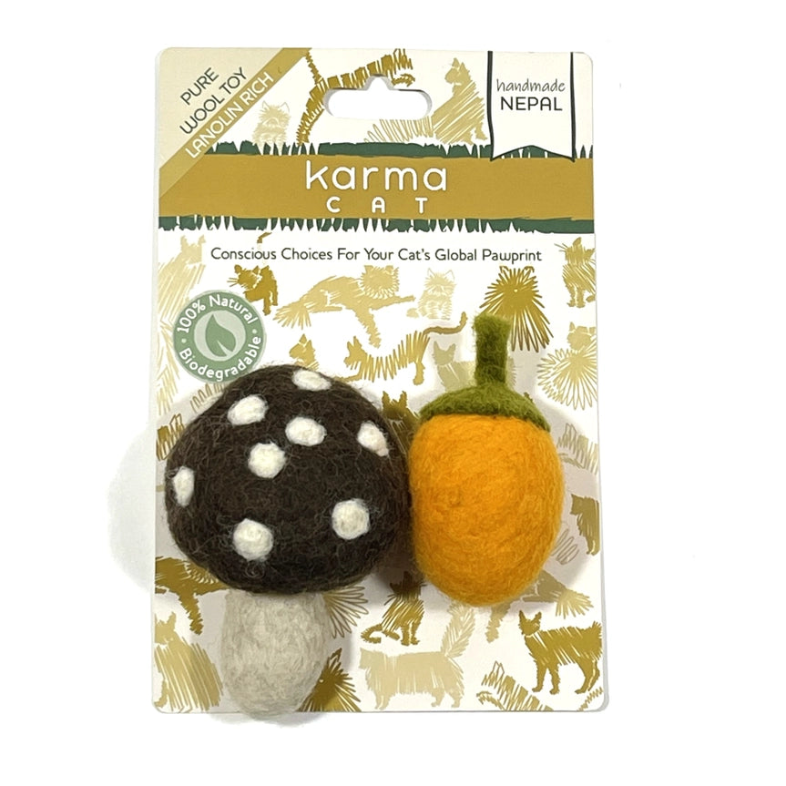Mushroom & Acorn Cat Toy - Pack of 2