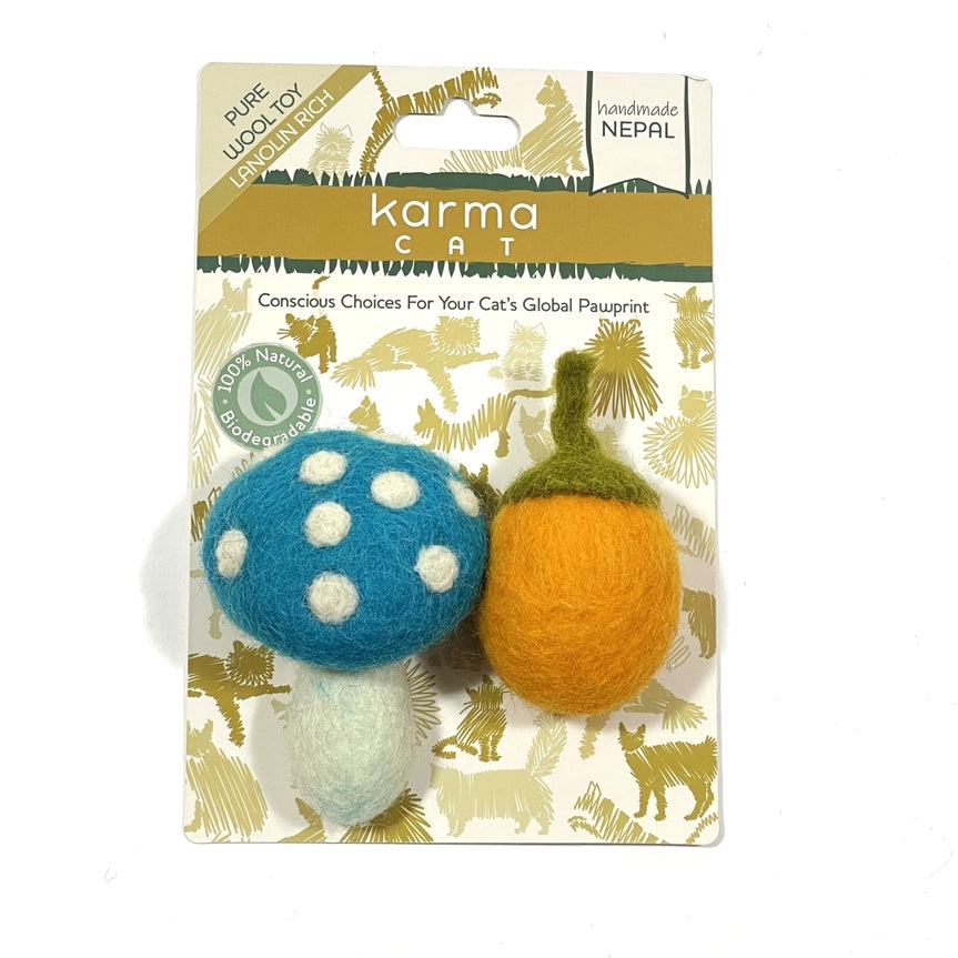 Mushroom &amp; Acorn Cat Toy - Pack of 2