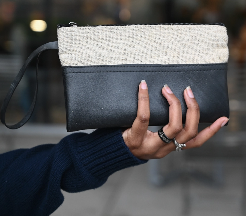 Cream Hemp &amp; Tire Wristlet Bag