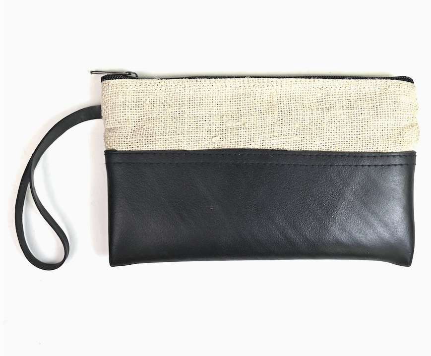 Cream Hemp &amp; Tire Wristlet Bag