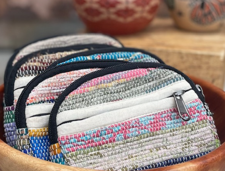 Recycled Silk Sari 2-Zipper Pouch - Assorted