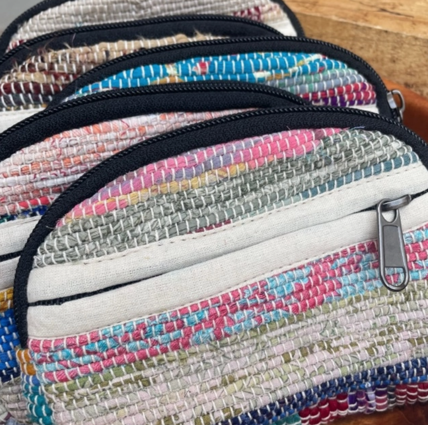 Recycled Silk Sari 2-Zipper Pouch - Assorted