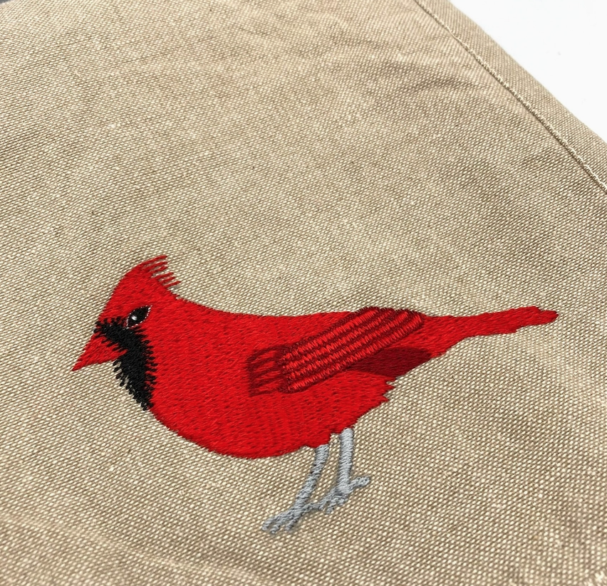 Embroidered Cardinal Cotton Crossbody Bag