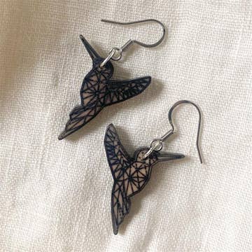 Tagua Nut Hummingbird Earrings (1.5" L)