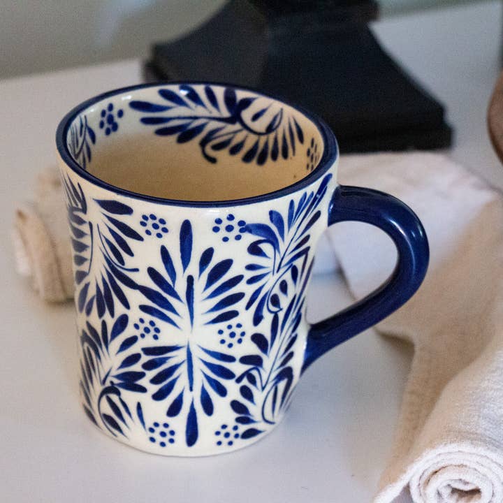 Blue &amp; White Encantada Painted Ceramic Mug