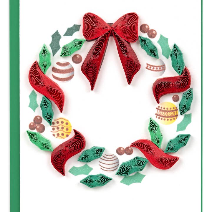 Wreath With Ornaments Gift Enclosure Quilled Card