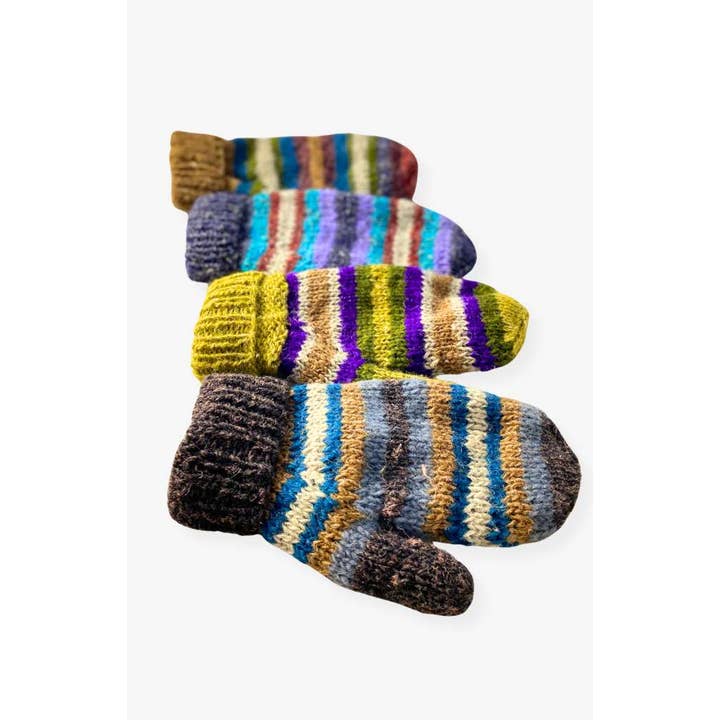 Striped Hemp & Wool Mittens - Assorted