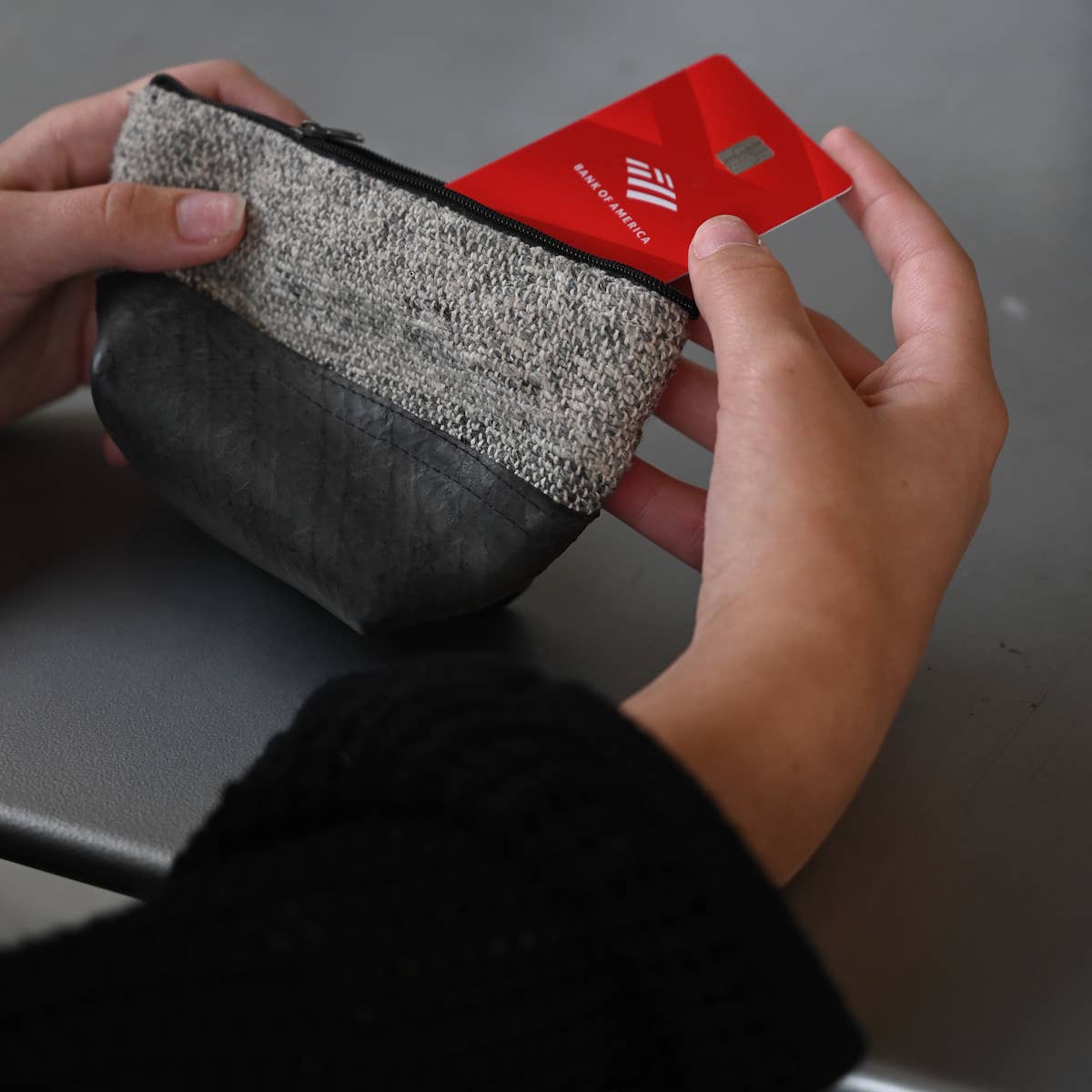 Vegan Recycled Inner Tube and Hemp Pouch: Mustard