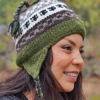 Patterned Wool Earflap Hat - Assorted