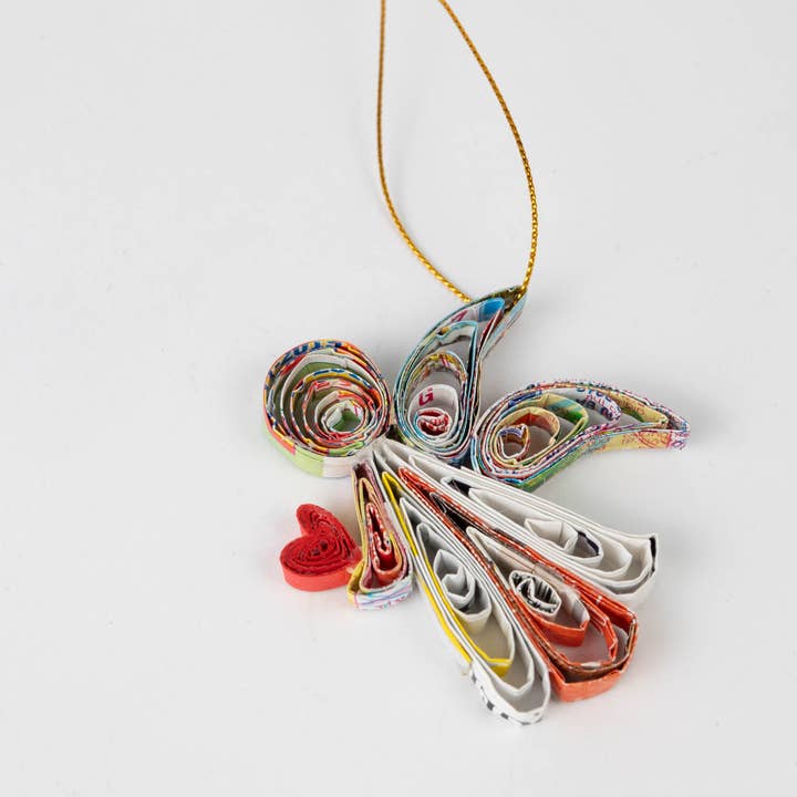 Angel Heart Quilled Paper Ornament (2&quot; W x 2.5&quot; H)