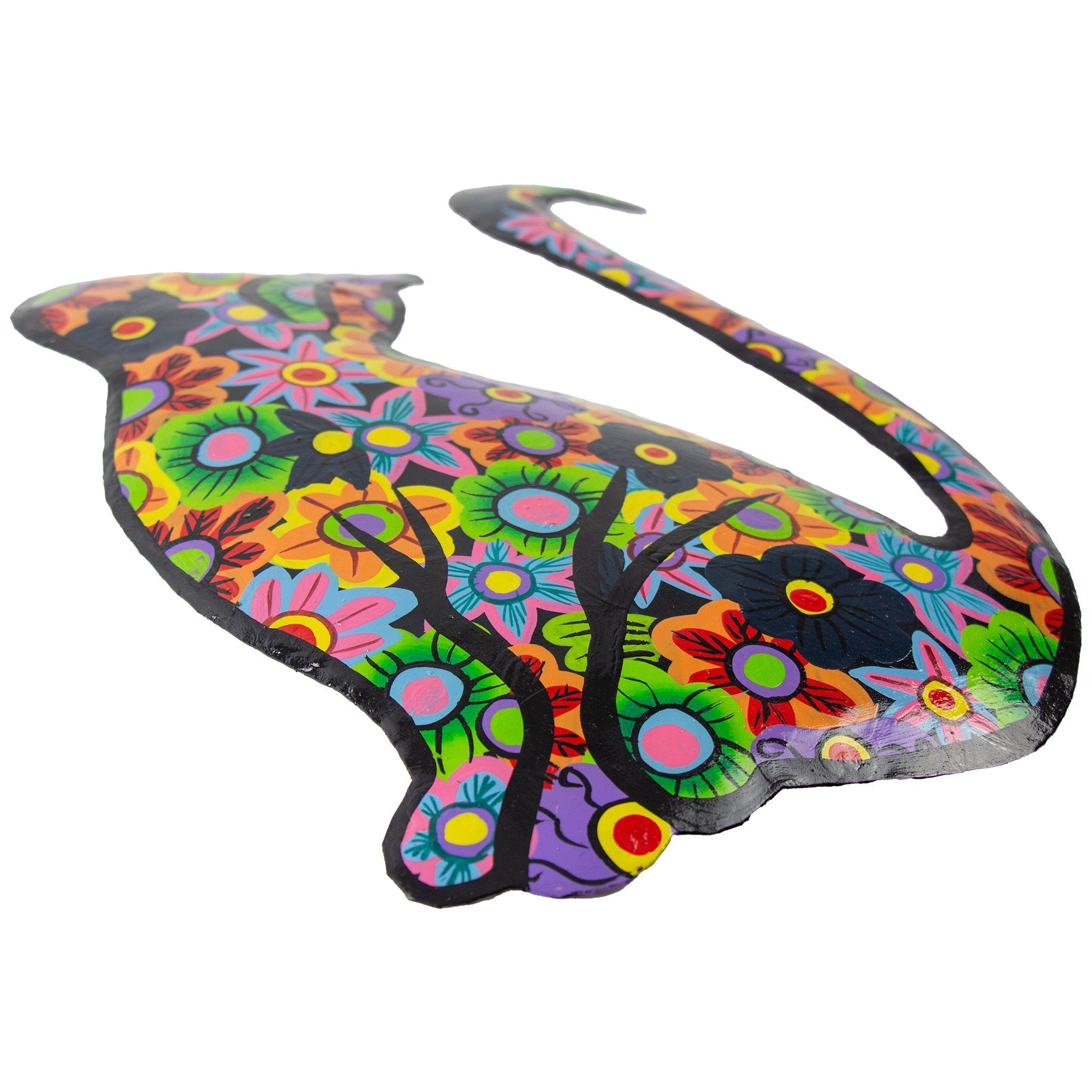 Painted Cutmetal Happy Cat Wall Hanging (13&quot; )