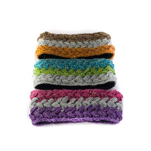 3-Color Crochet Hemp &amp; Wool Earwarmer - Assorted