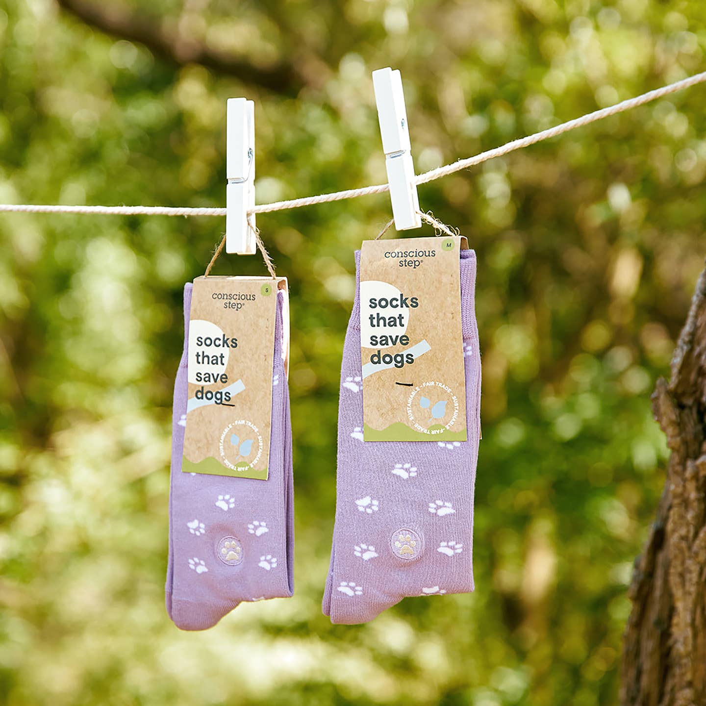 Purple Paw Print Save Dogs Socks, Small