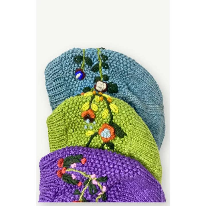 Embroidered Flower Cotton Lined Hat