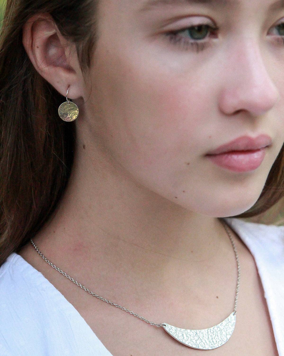 Hammered Brass Disc Earrings