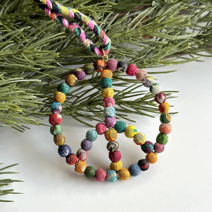 Kantha Peace Sign Ornament