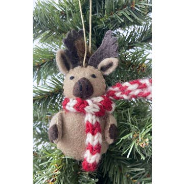 Moose Ornament Felt with Scarf