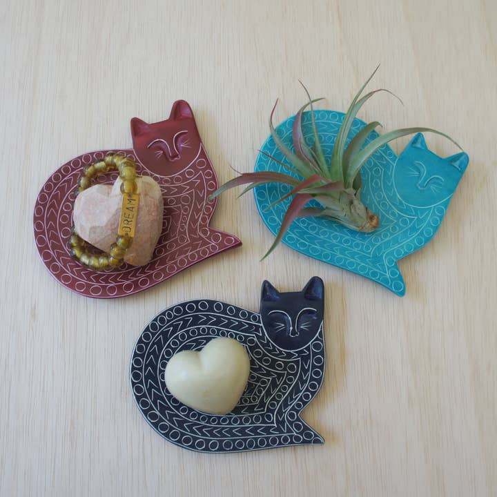 Cat-Shaped Kisii Stone Dish - Assorted Color