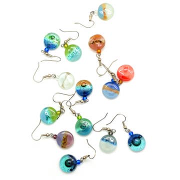 Tiny Round Glass Earrings - Assorted