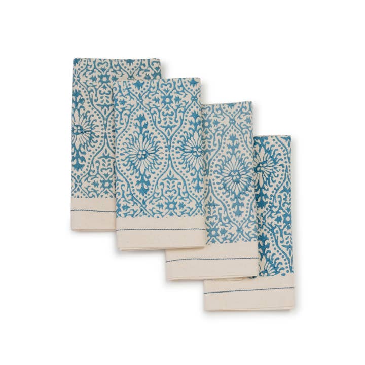 Motifs Fog Block Print Cotton Napkin - Set of 4