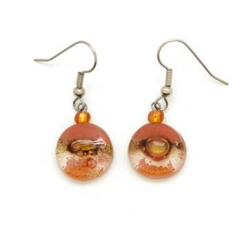 Tiny Round Glass Earrings - Assorted