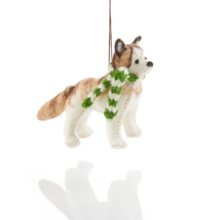 Husky with Scarf Felt Ornament