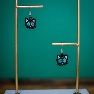 Beaded Cat Head Earrings - Assorted